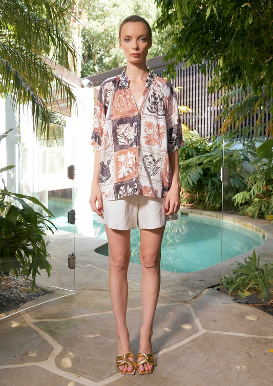 The Dreamer Label - Taylor Botanical Blouse - Cocoa