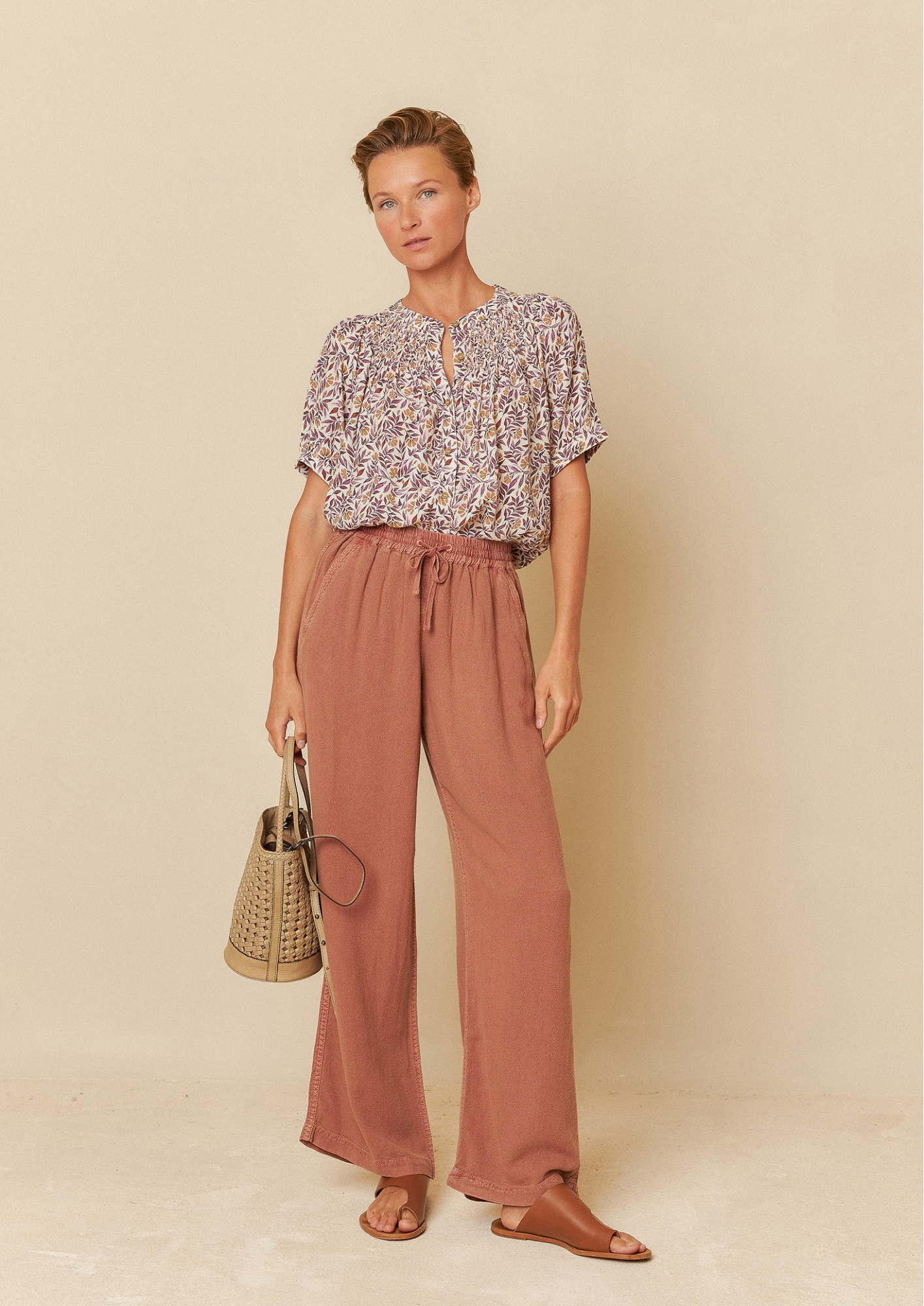 Indi & Cold Violeta Water-colour Flower Woven Shirt