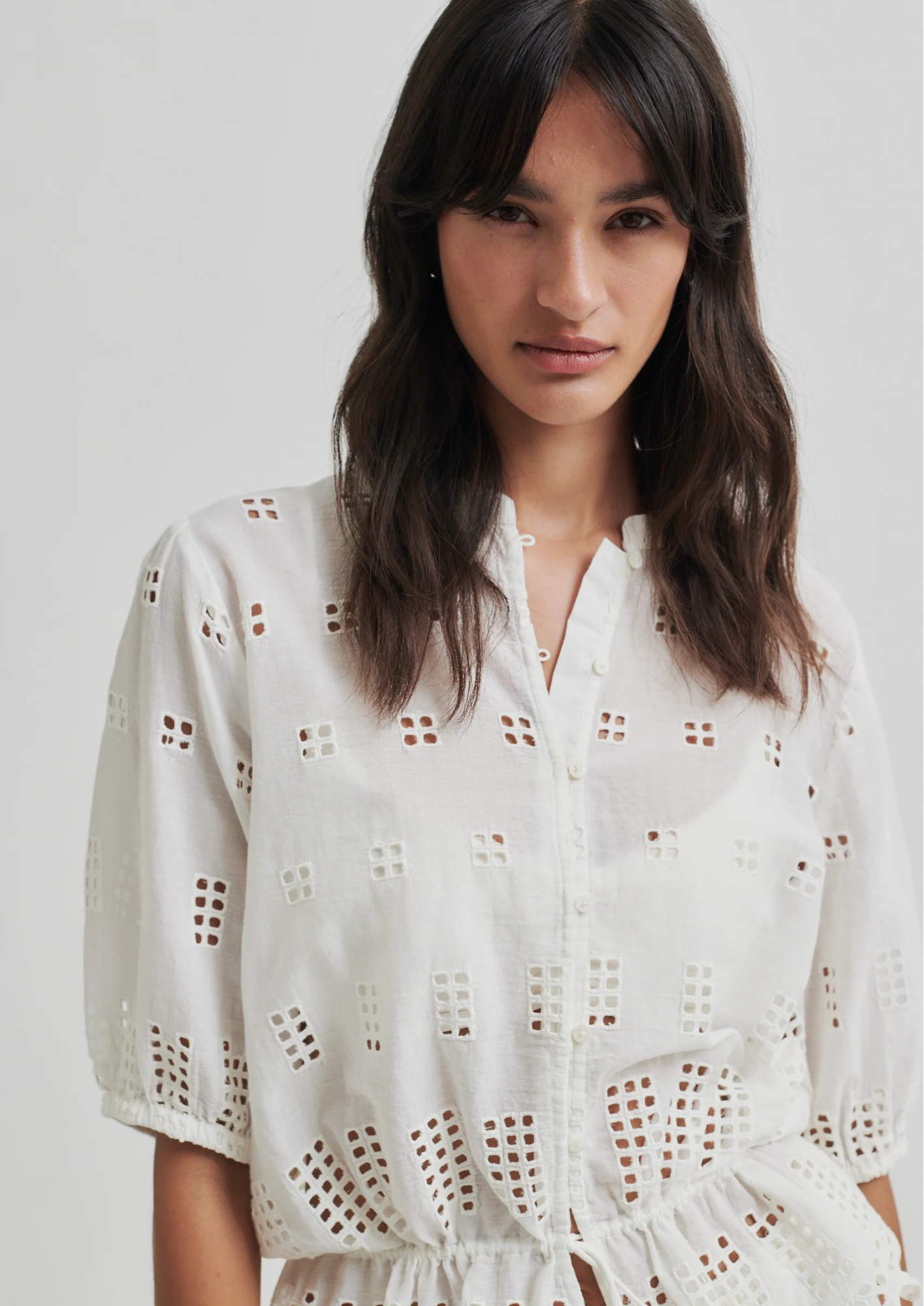 Second Female Elenore Broderie Shirt - White Alyssum