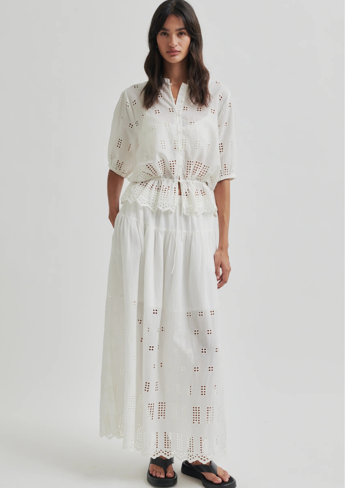 Second Female Elenore Broderie Shirt - White Alyssum