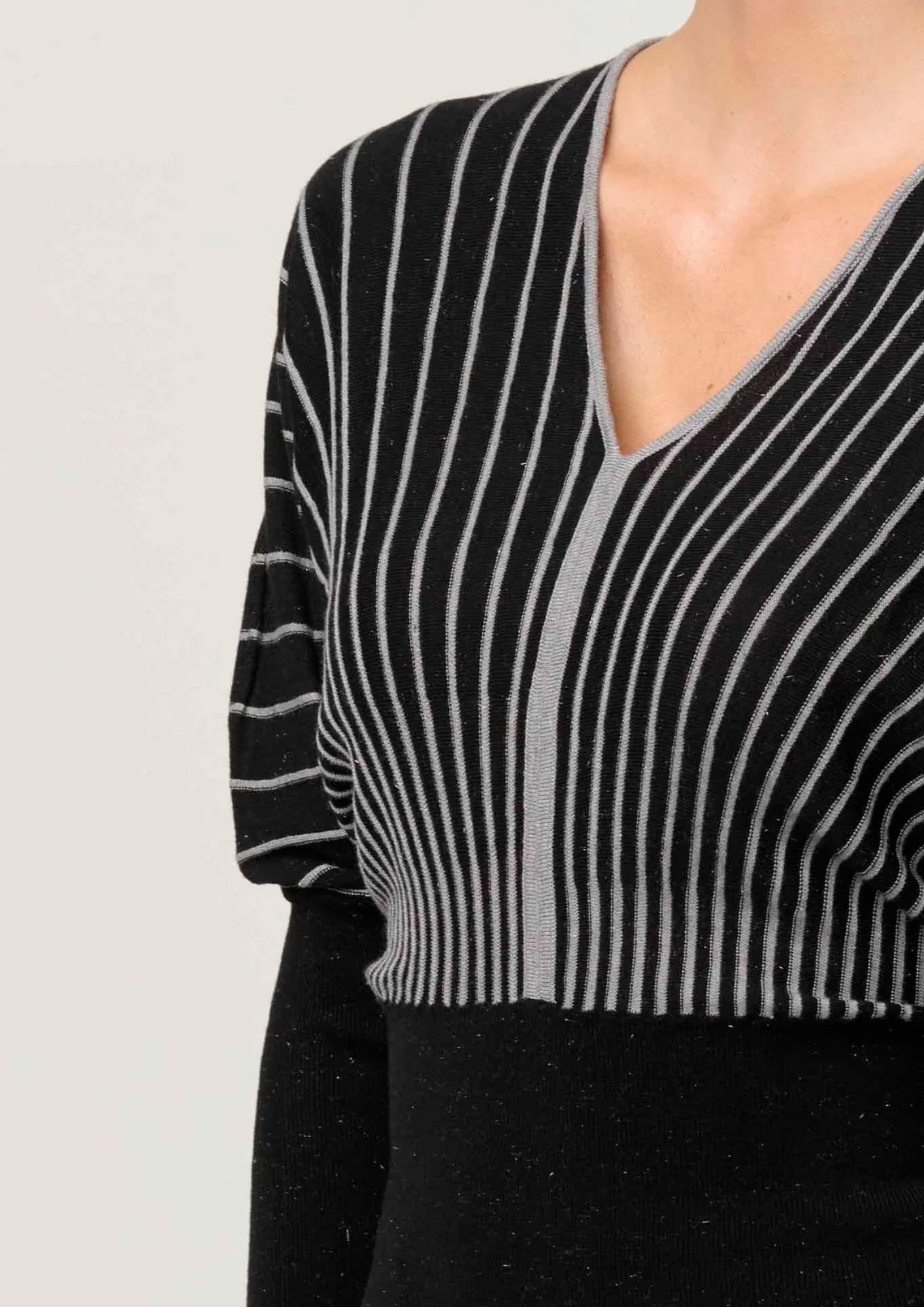 Once Was Francine Stripe Knit Top - Onyx