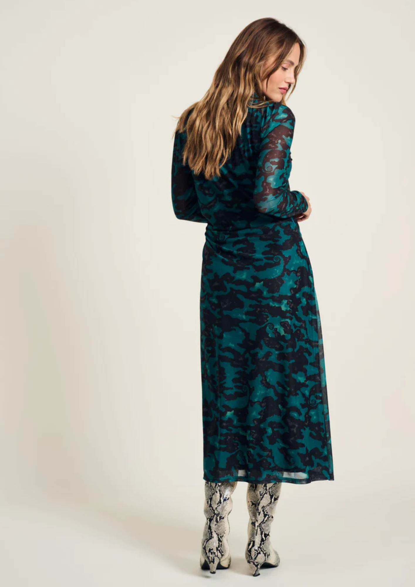 POM Dress - Camo Teal Green Mesh