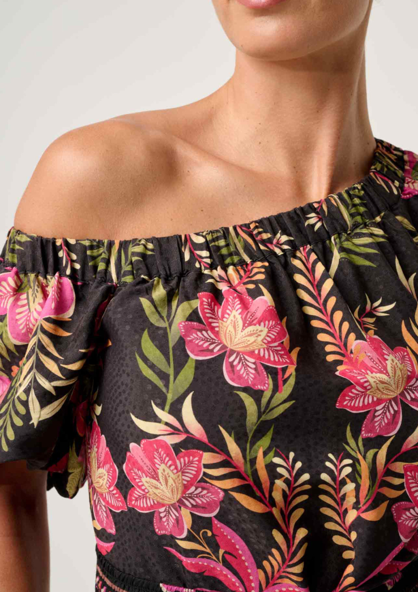 Once Was Juno Viscose Dobby Print One Shoulder Top