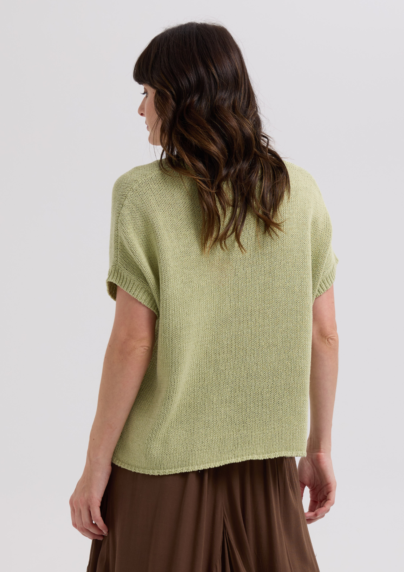 LemonGrass Textured V Knit Top - LC7761