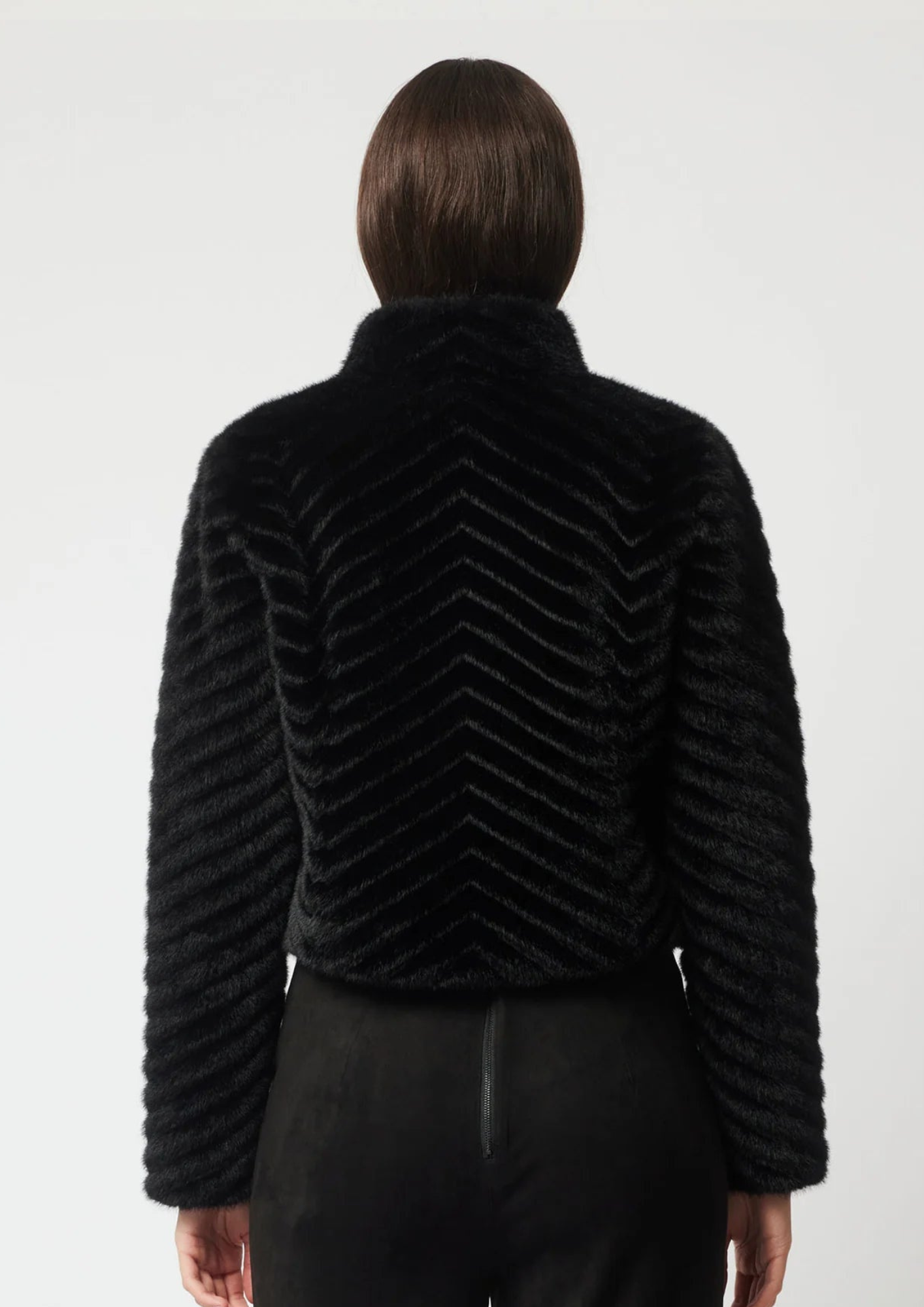 Once Was Altair Faux Fur Cropped Jacket - Black