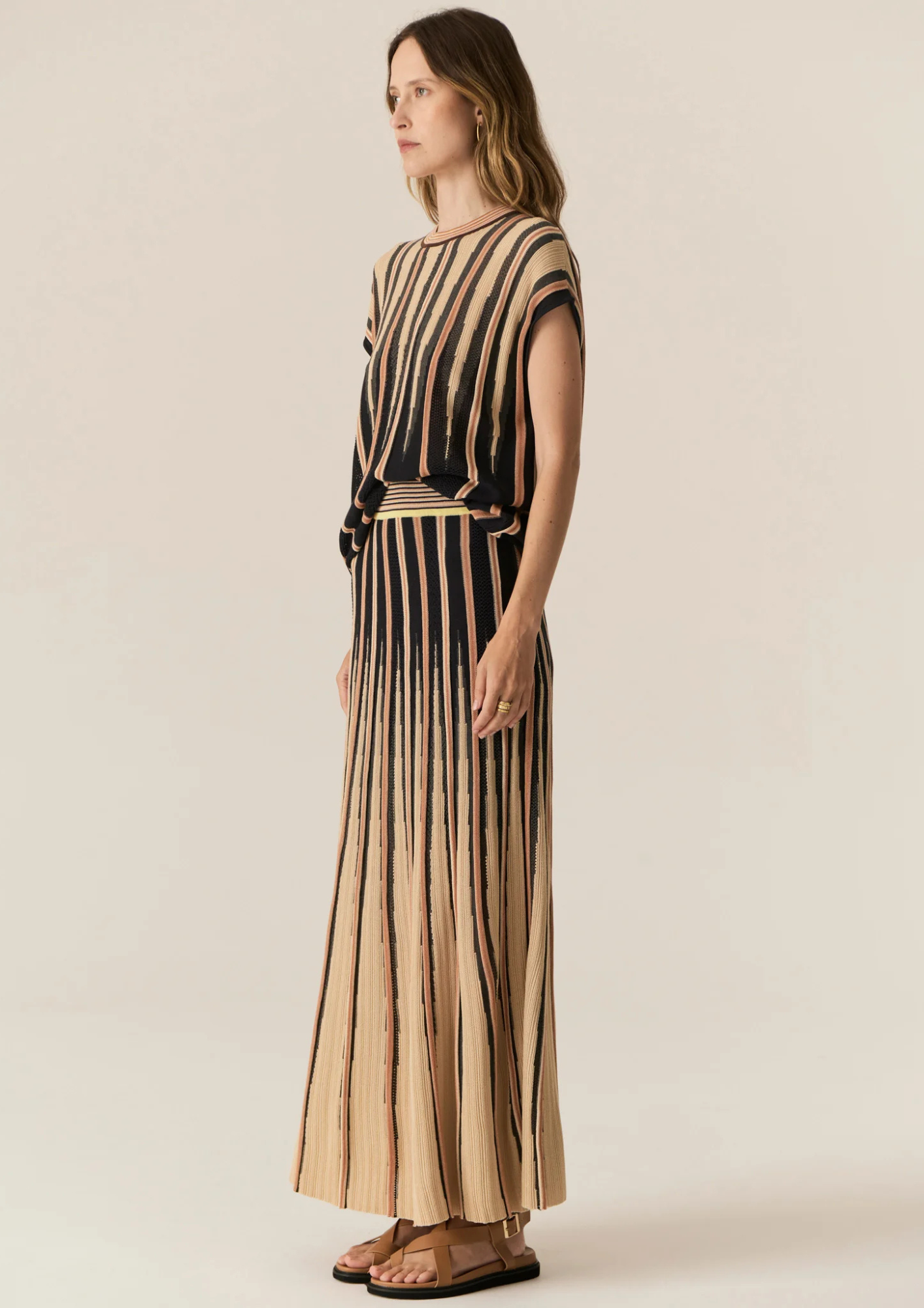 POL Tedd Knit Skirt - Ink/Camel
