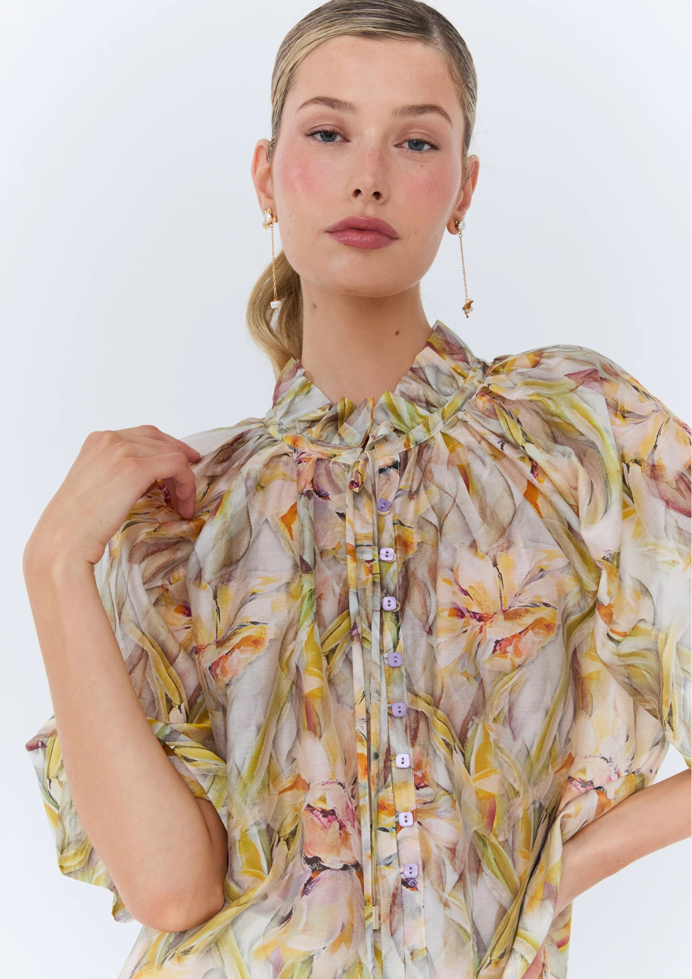 Eder - Konstantina Blouse - Beige/Yellow Floral Print