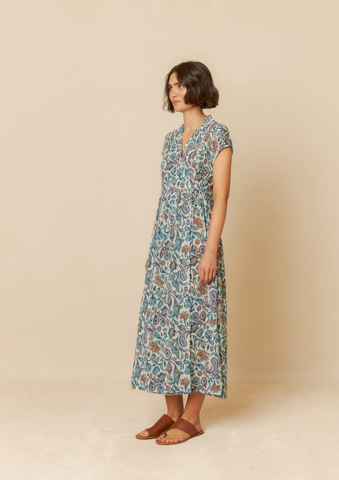 Indi & Cold Paisley Crossover Multicolour 100% Organic Cotton Woven Dress