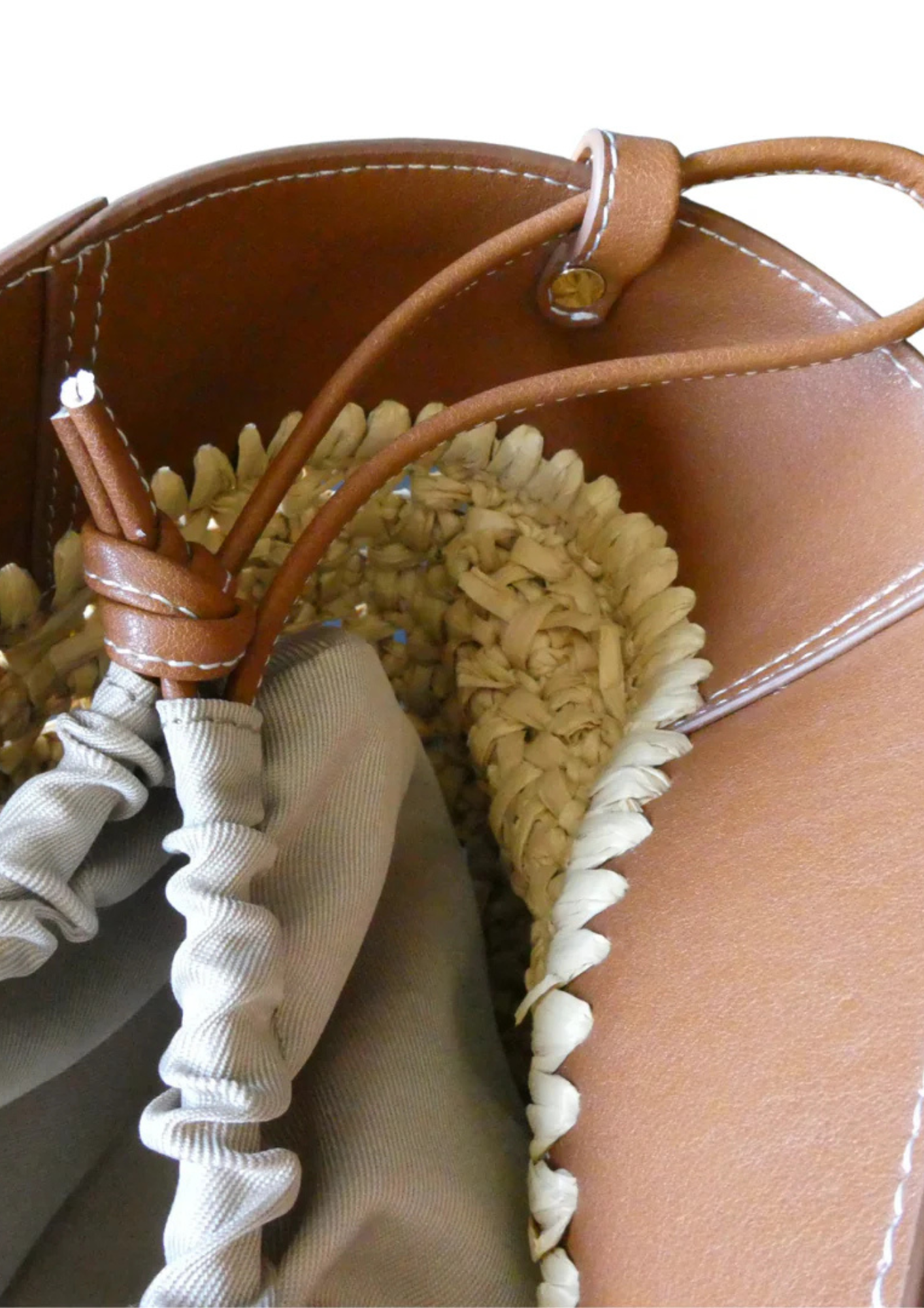 L’ORA D’ORO Jenny Raffia Cognac Tote - Saddle Straw Bag