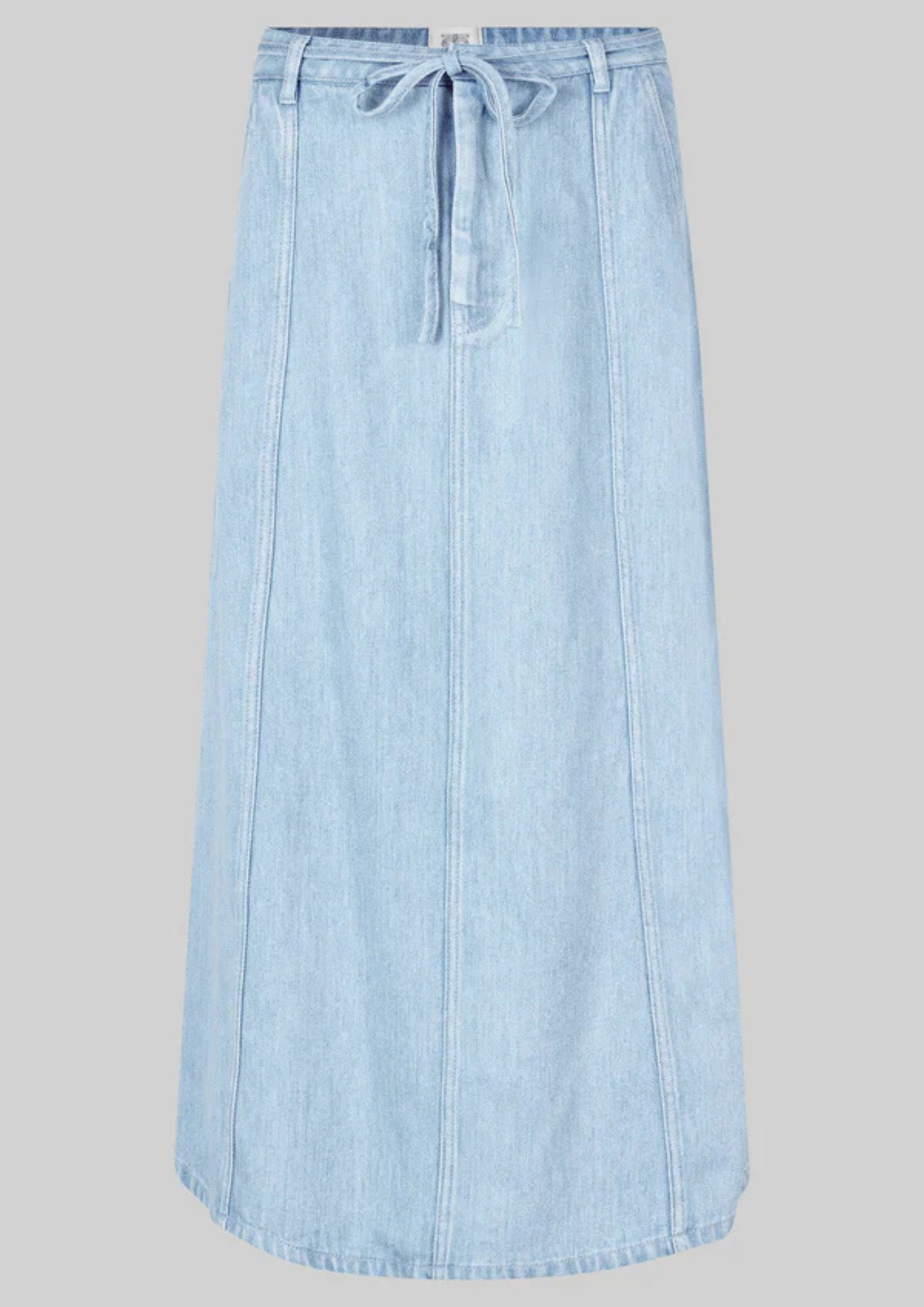 Second Female Irvin Tie Front Skirt- Light Blue Denim