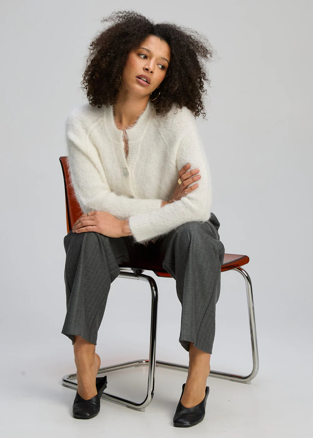 Zaket & Plover ZP8109 Alpaca Cardigan - White