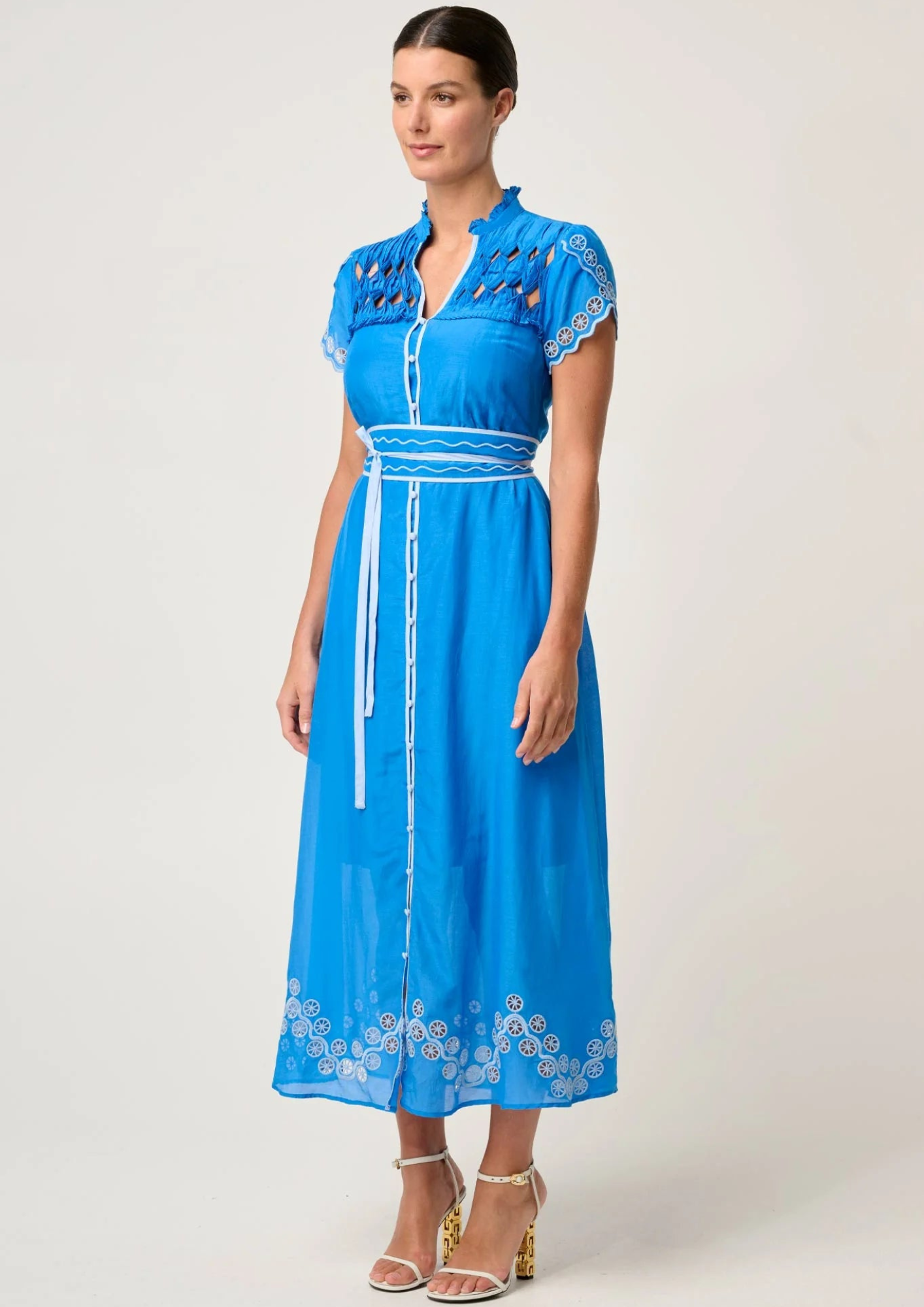 Once Was Xanthia Diamond Smock - Blue Topaz