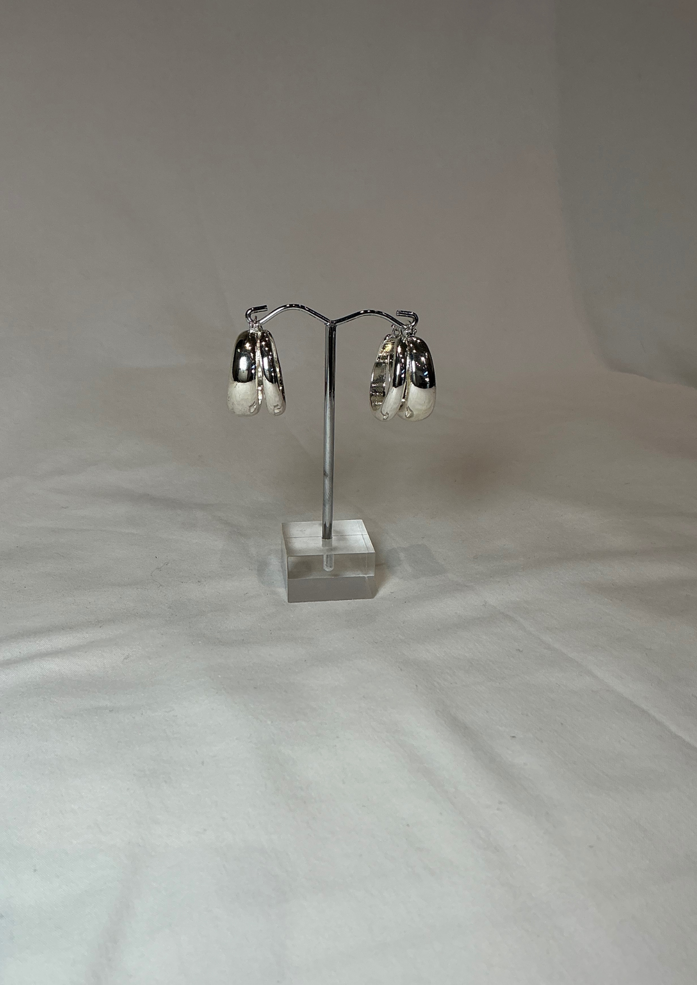 Dress Jewellery - Silver Double Hoops