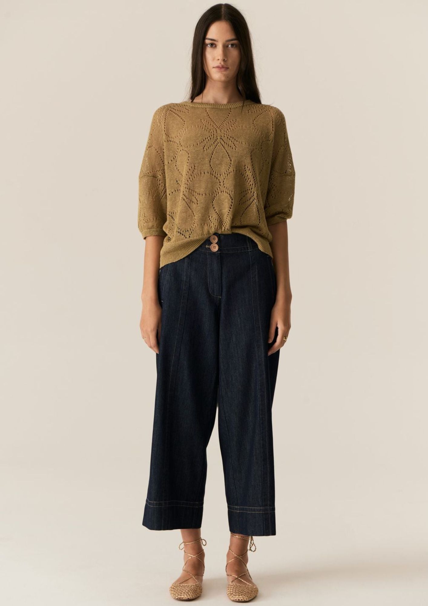 POL Carsen Crop Pant - Dark Wash