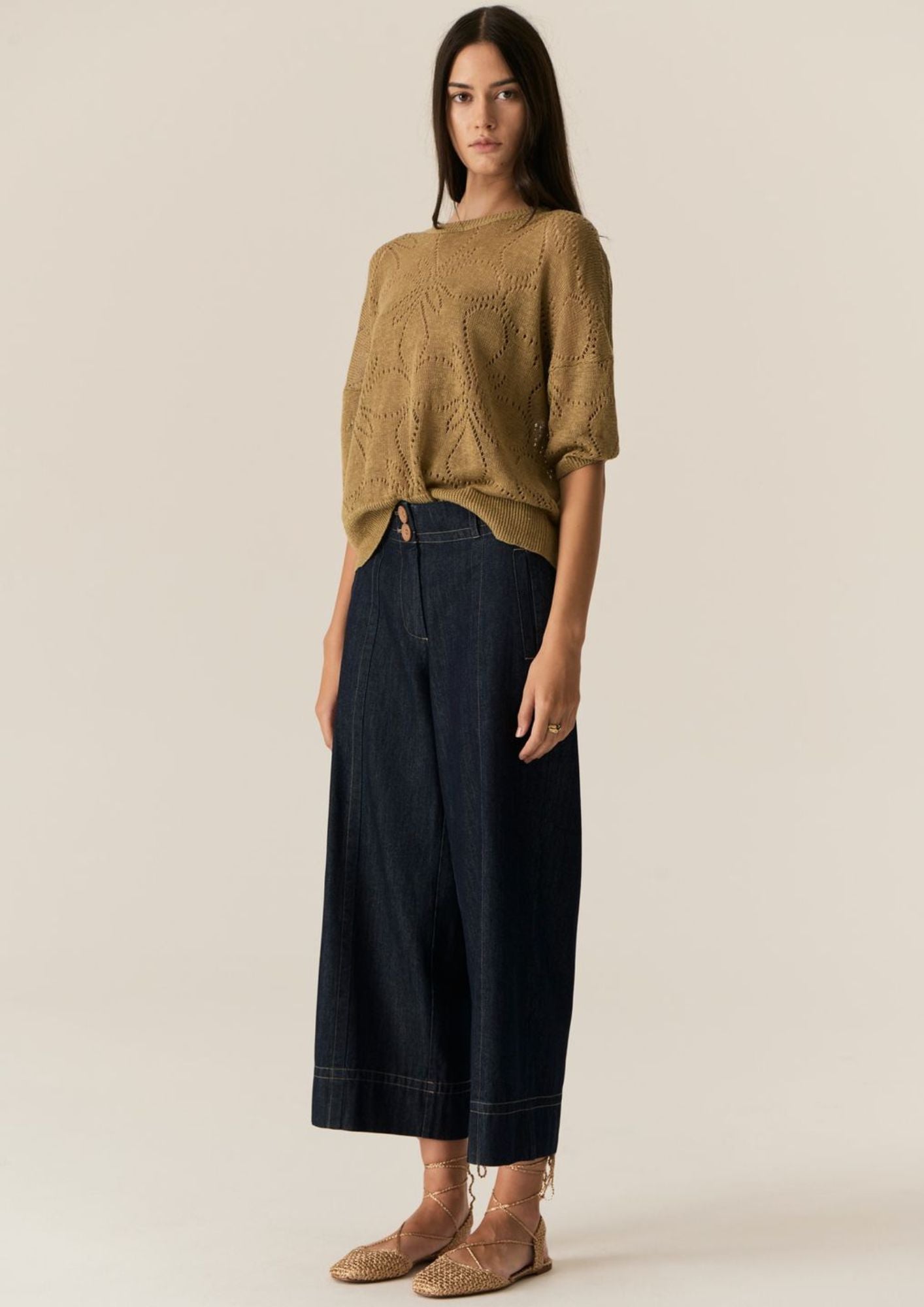 POL Carsen Crop Pant - Dark Wash