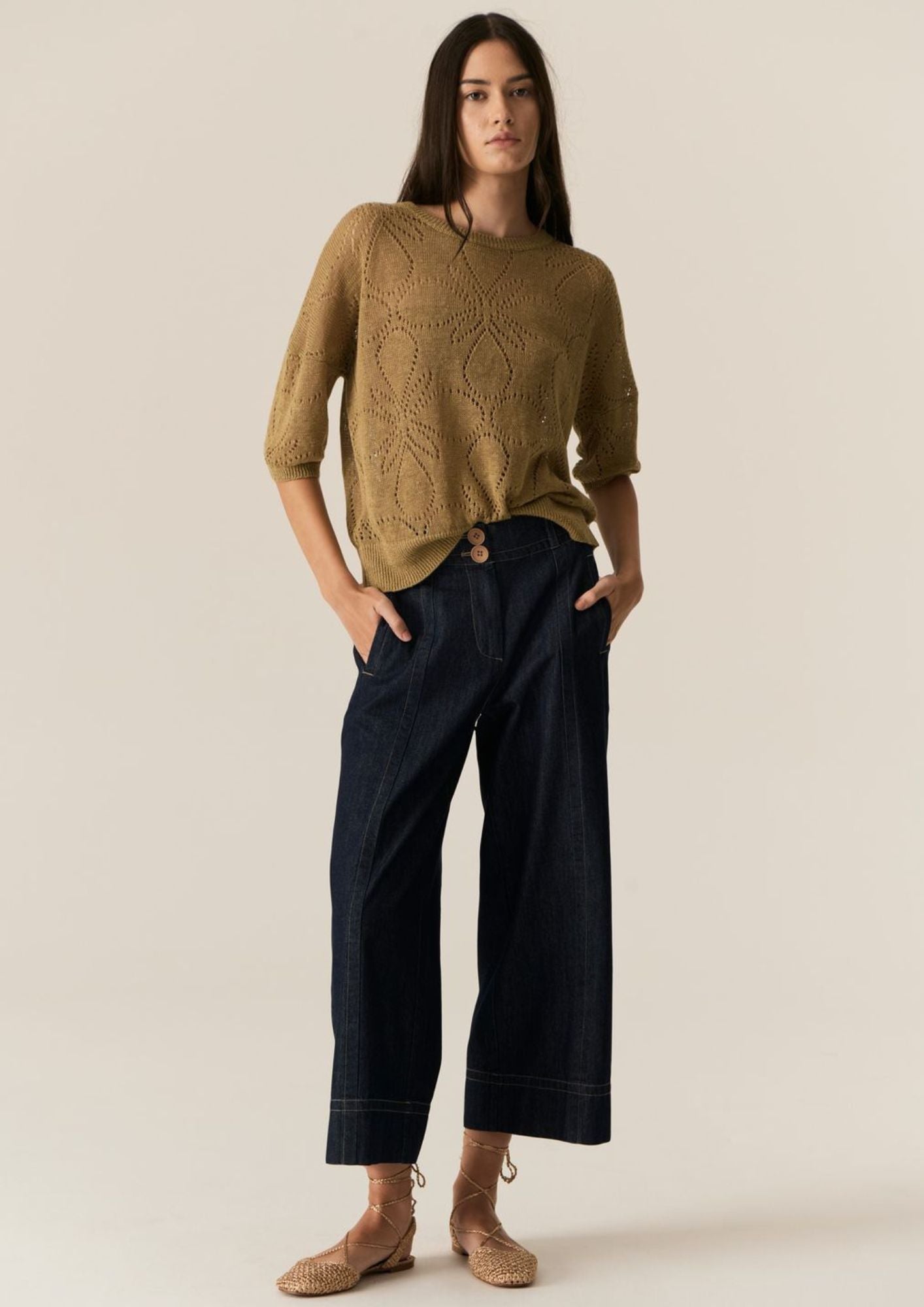 POL Carsen Crop Pant - Dark Wash