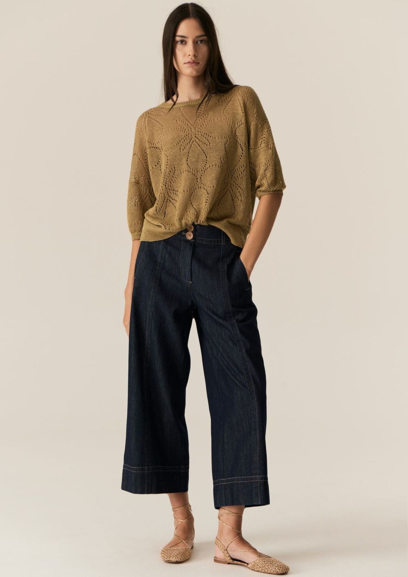 POL Carsen Crop Pant - Dark Wash