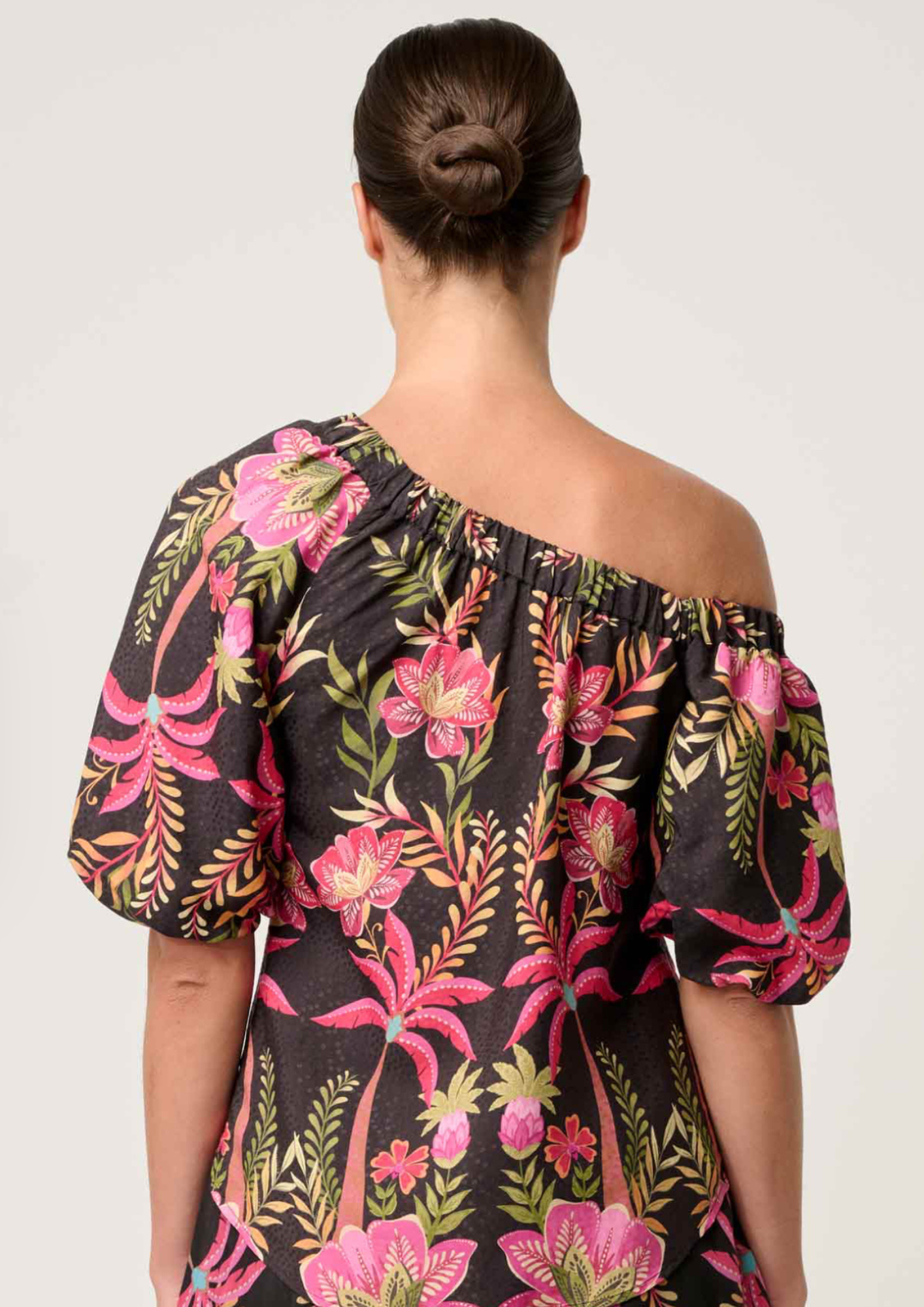 Once Was Juno Viscose Dobby Print One Shoulder Top