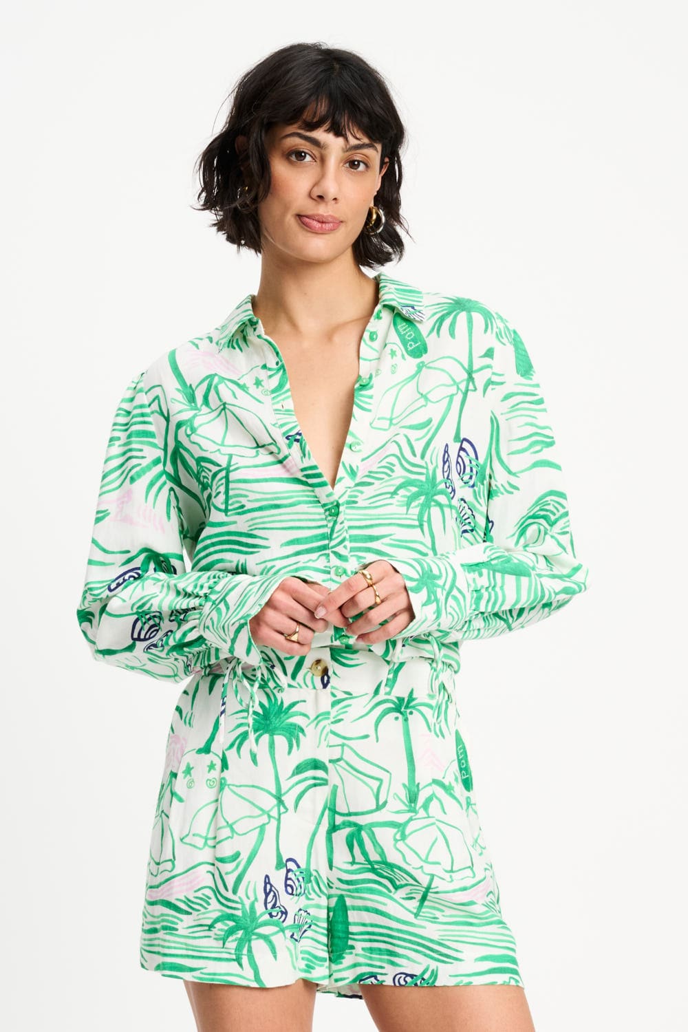 Beach Vibes Linen Blouse | Green