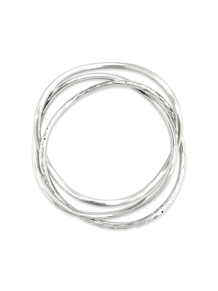 Ichu - Silver Combination Bangle Set