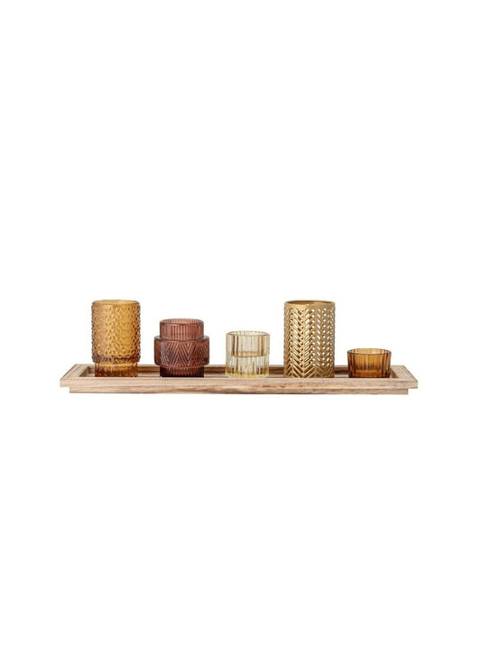 Bloomingville - Elvina set of 5 glass votives with tray