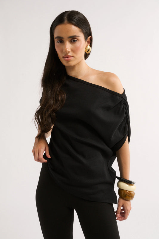 Estelle Off Shoulder T-shirt - Black