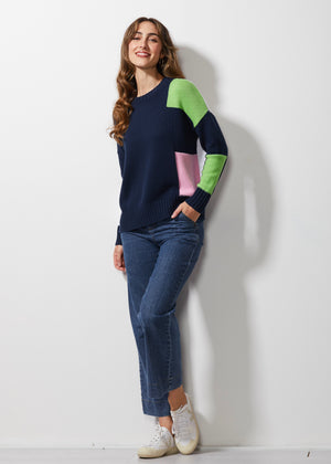 LC Intarsia Trim Jumper - Navy