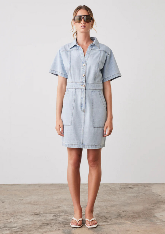 Esmaee Riptide Denim Dress - Light Blue Denim