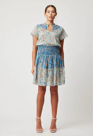 Once Was - Positano Cotton/Silk Mini Dress in Capri Paisley Print