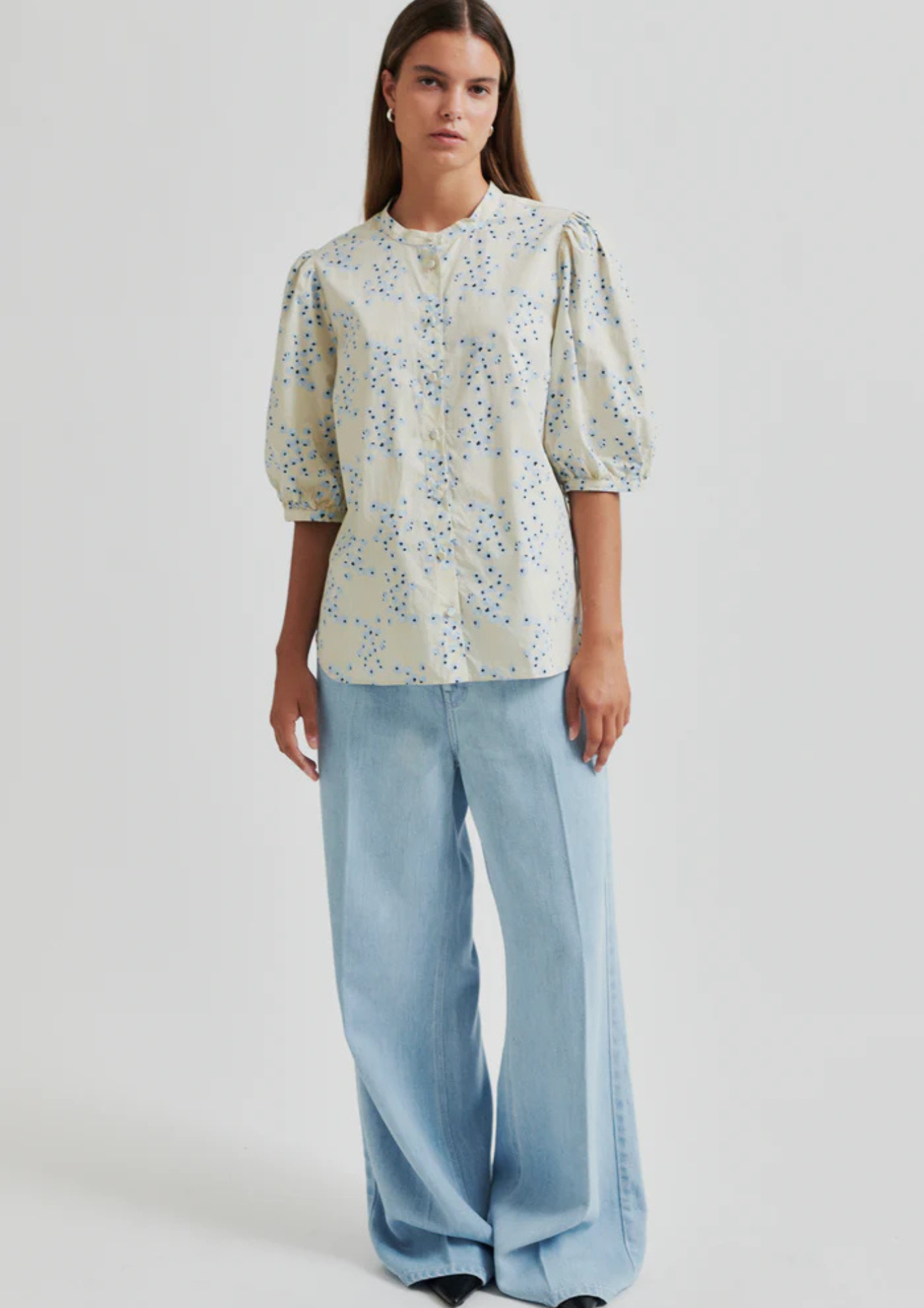 Second Female Claude Printed Shirt - Powder Blue