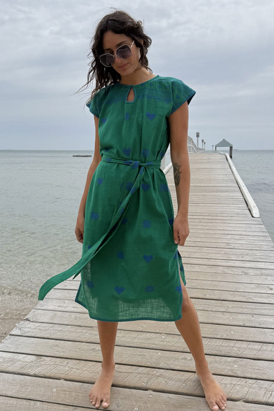 Sophie Moran - Kaftan Dress - Emerald Green/Blue