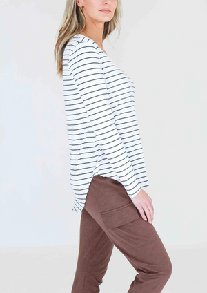 3rd Story- Portsea V Neck Tee Stripe