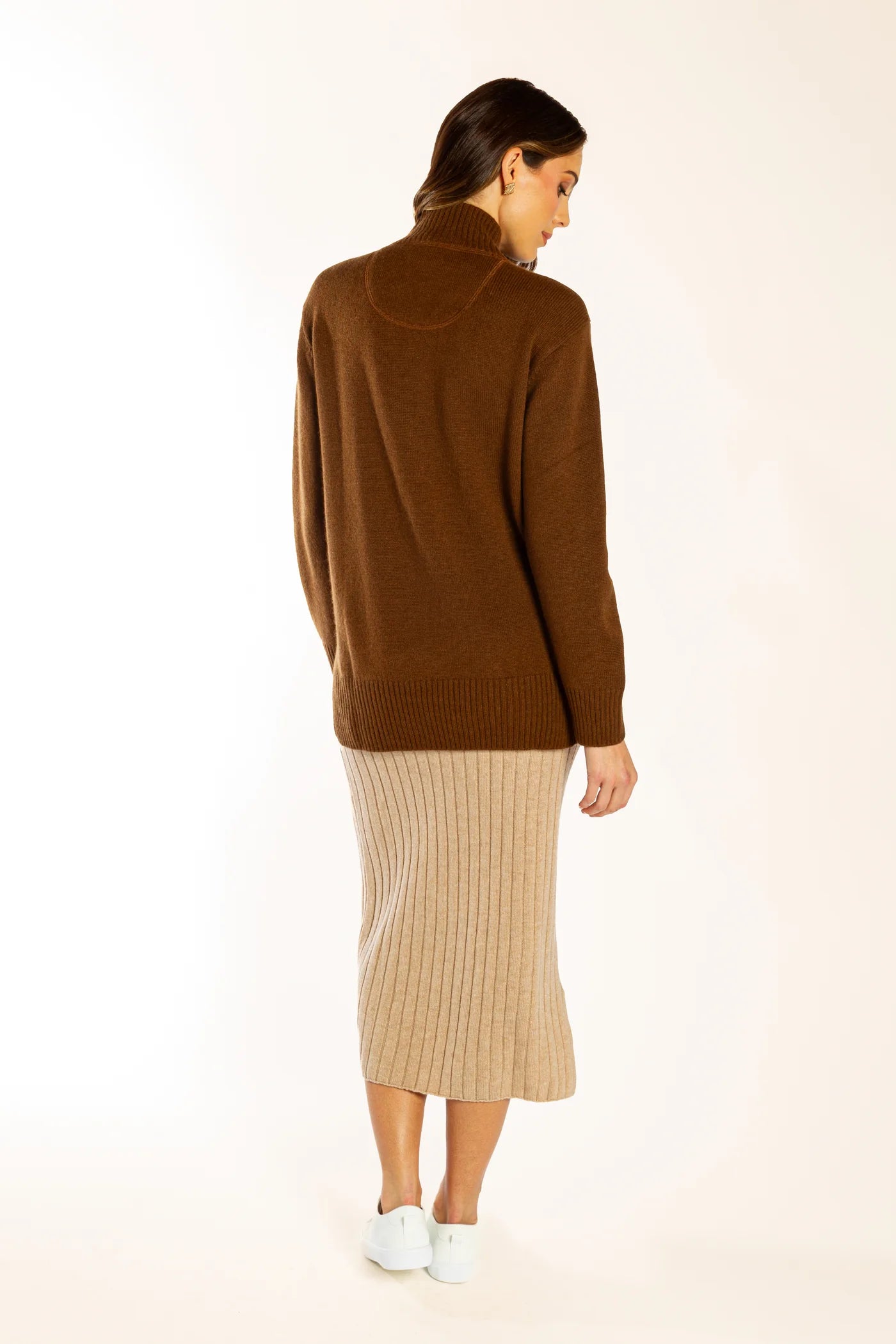 Bow & Arrow Polo Neck Knit - Chocolate