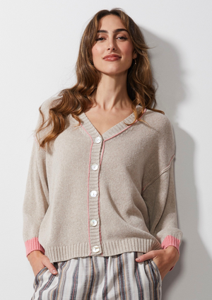 LC Chunky Linen Cardi - Flax