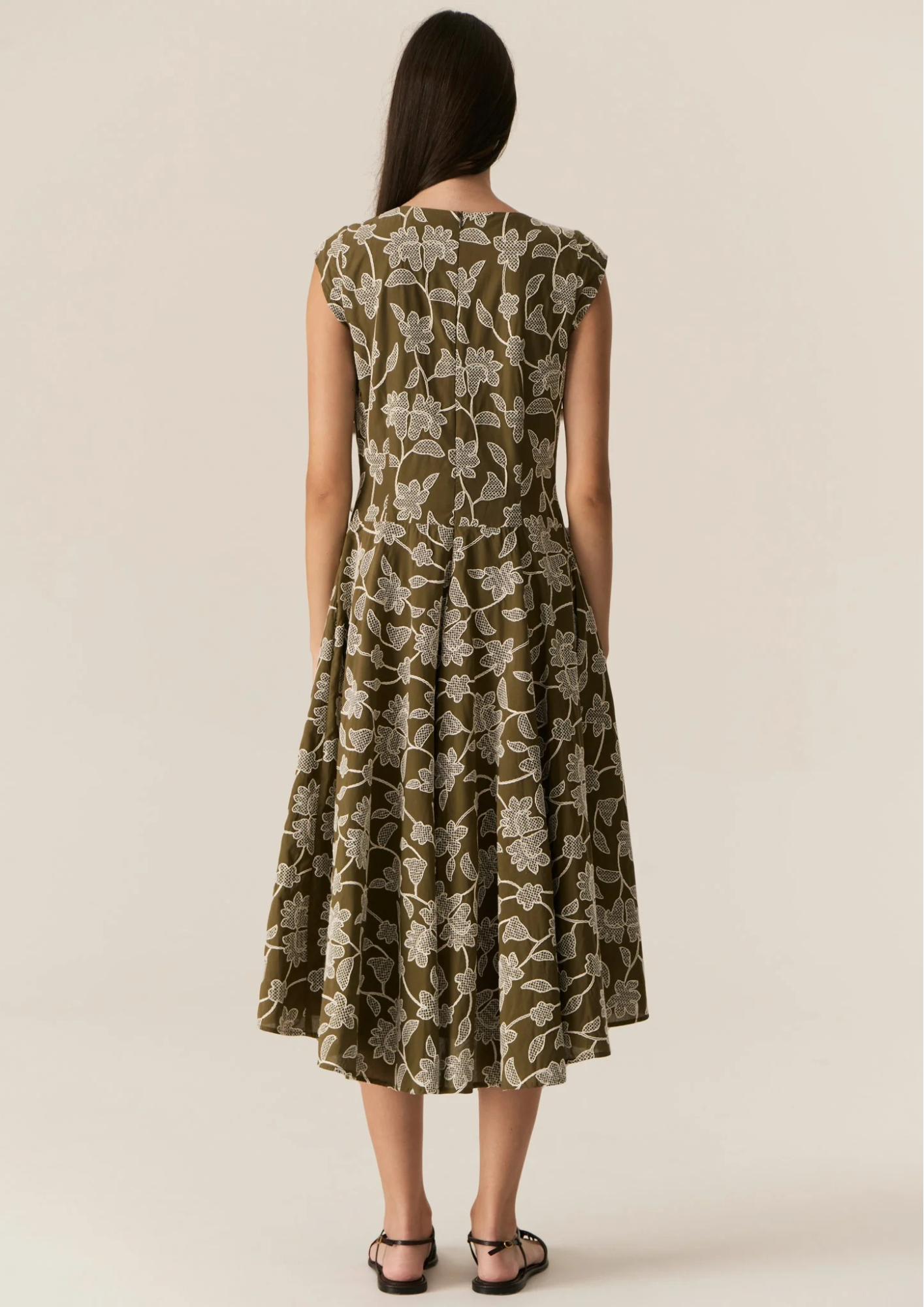 POL Hugo Dress - Khaki Embroidery