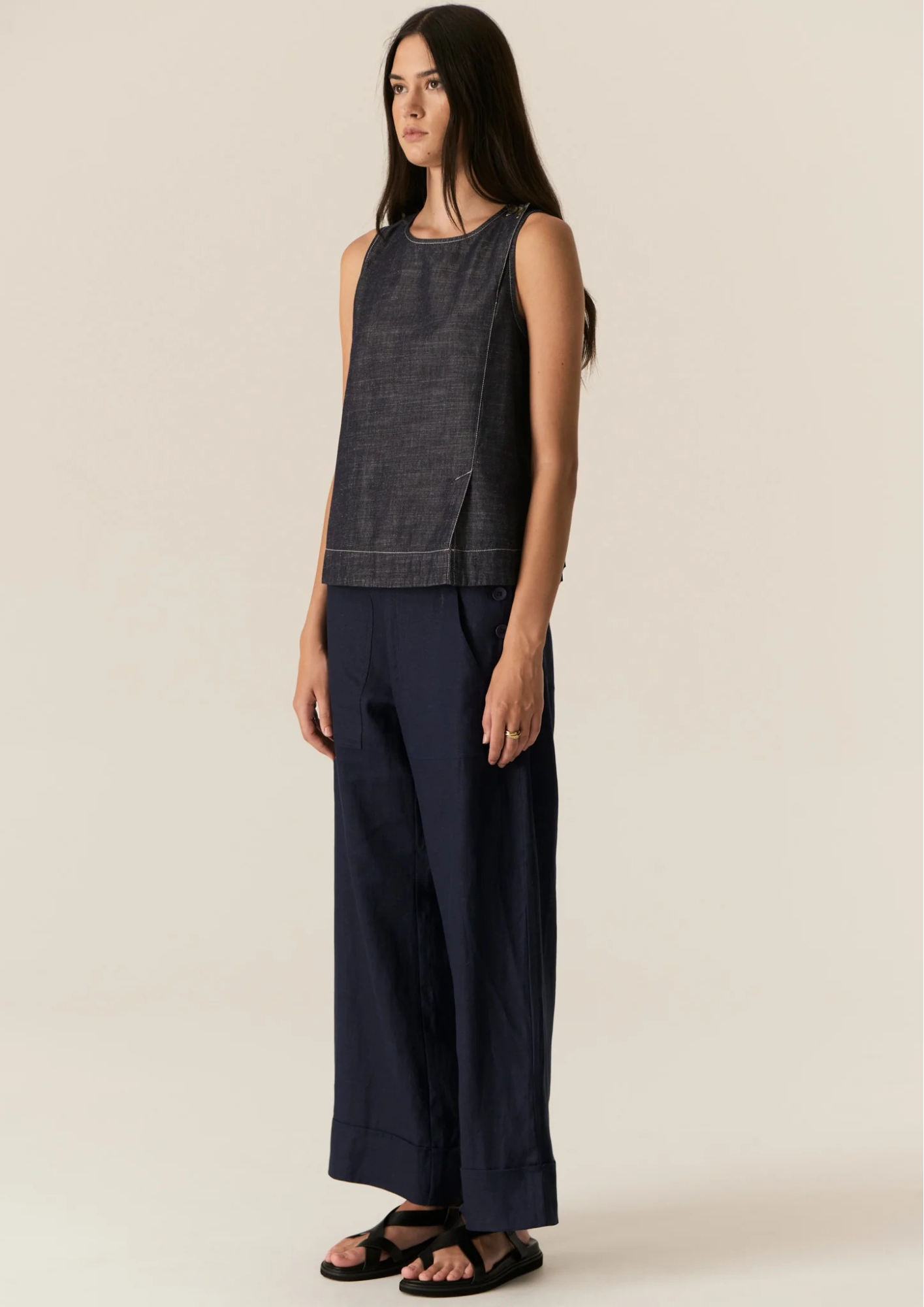 POL Avrid Tank Top - Chambray