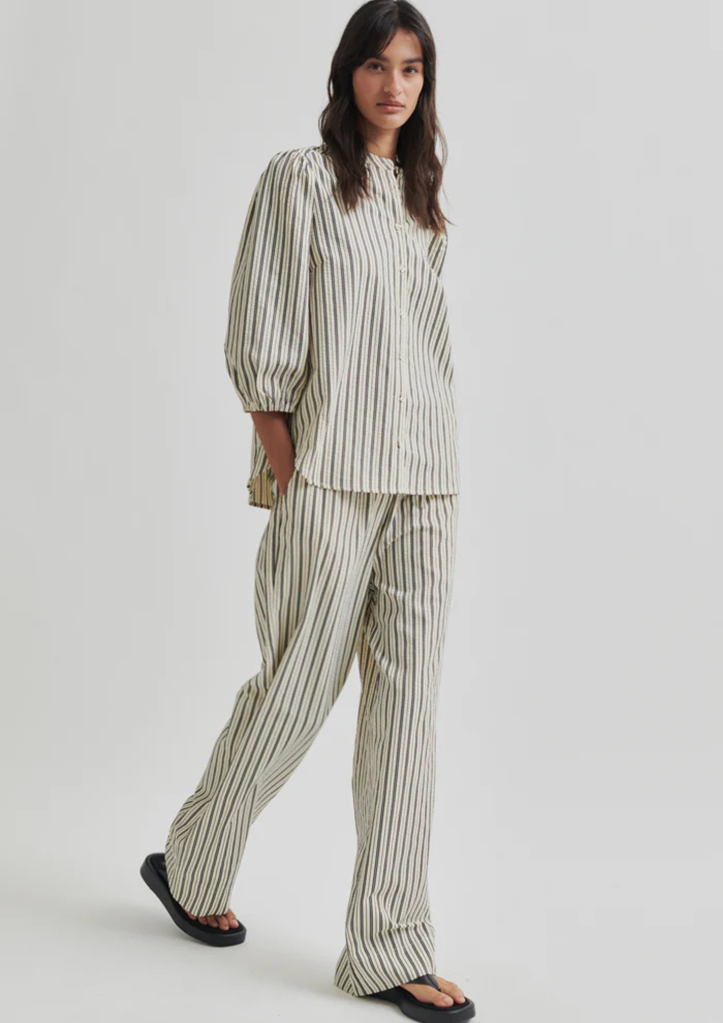 Second Female Serifa Stripe Pants - Black