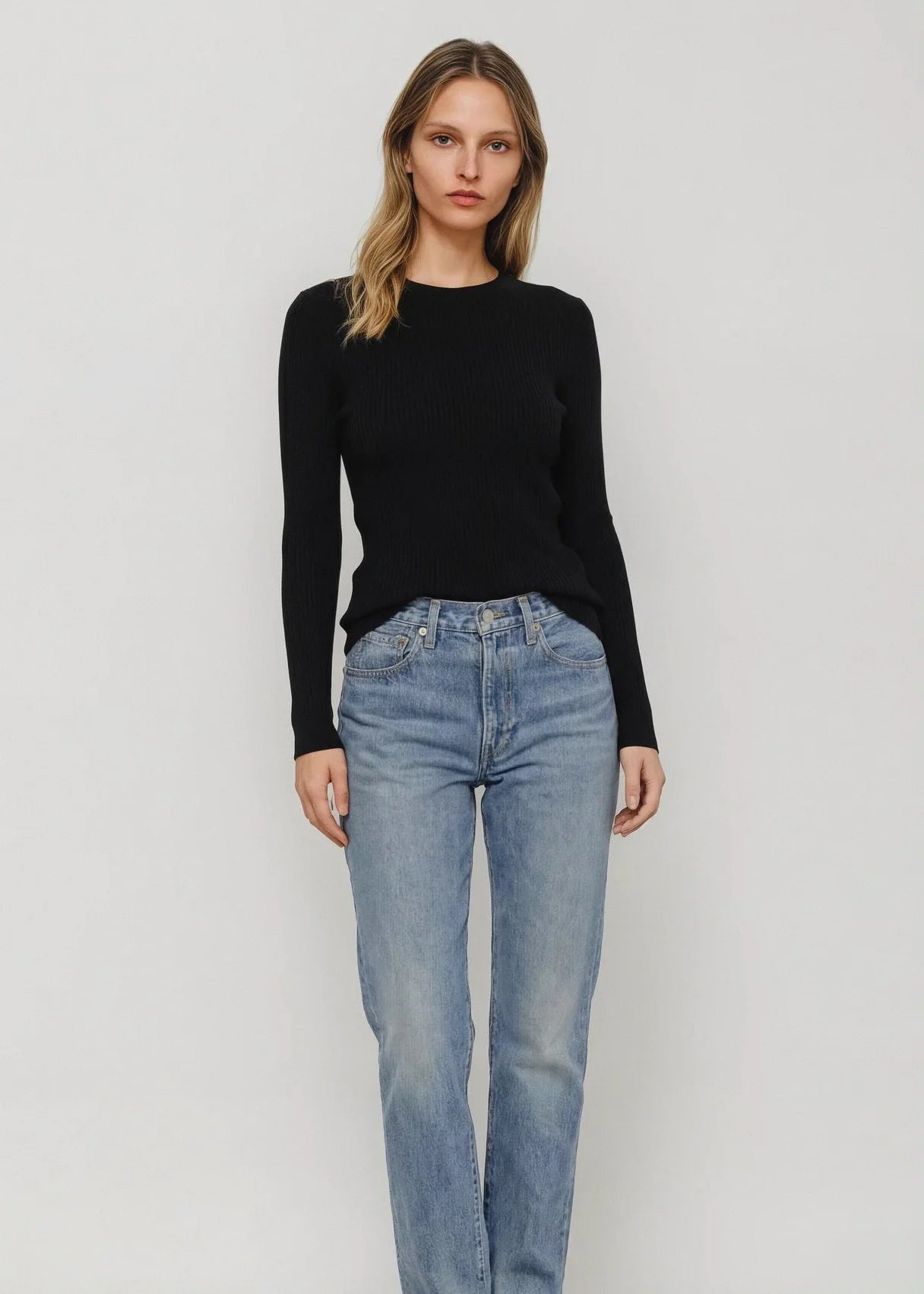 Alete Threads - Vespa Ribbed Long Sleeve Crew - Black