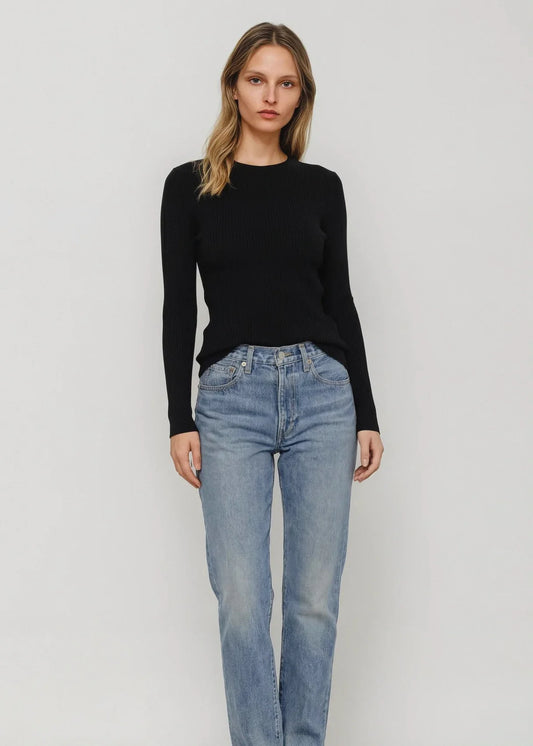 Alete Threads - Vespa Ribbed Long Sleeve Crew - Black