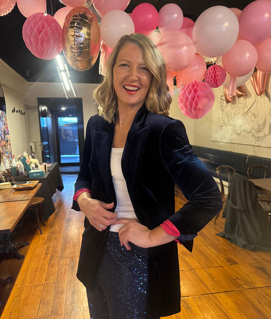 Sophie Moran Velvet Blazer - Navy