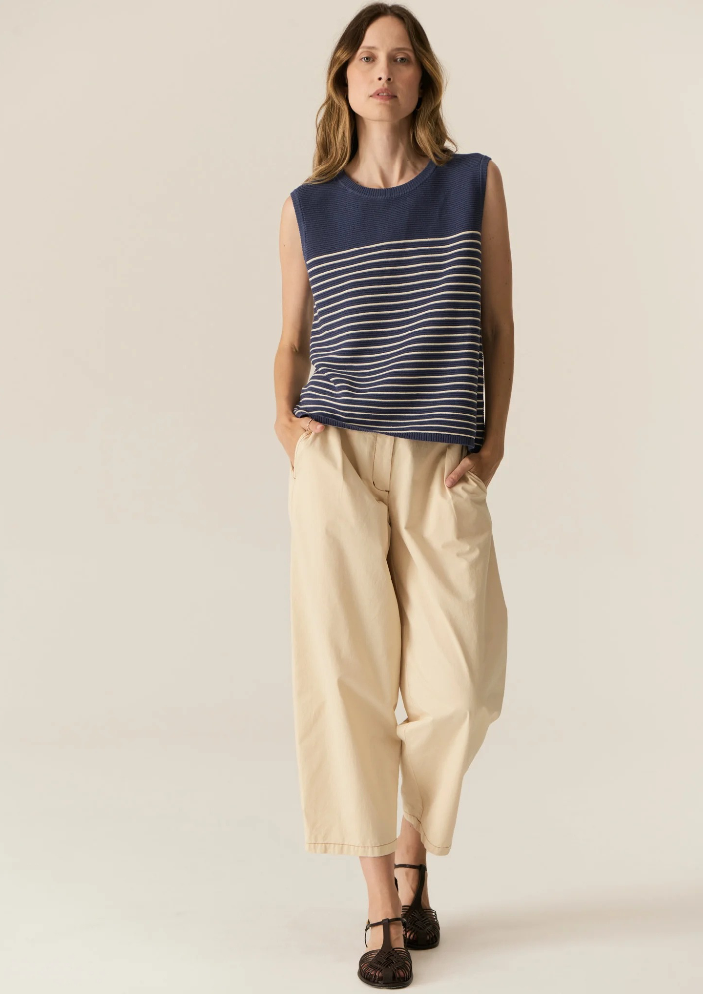 POL Jules Tank - Blue/Ivory
