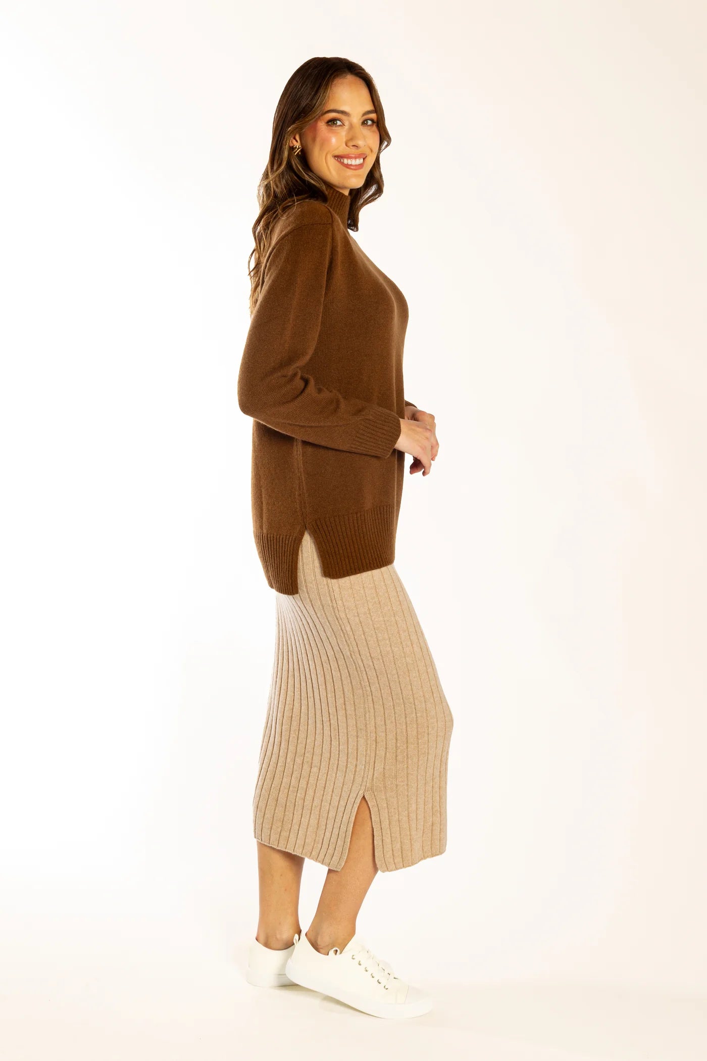 Bow & Arrow Polo Neck Knit - Chocolate