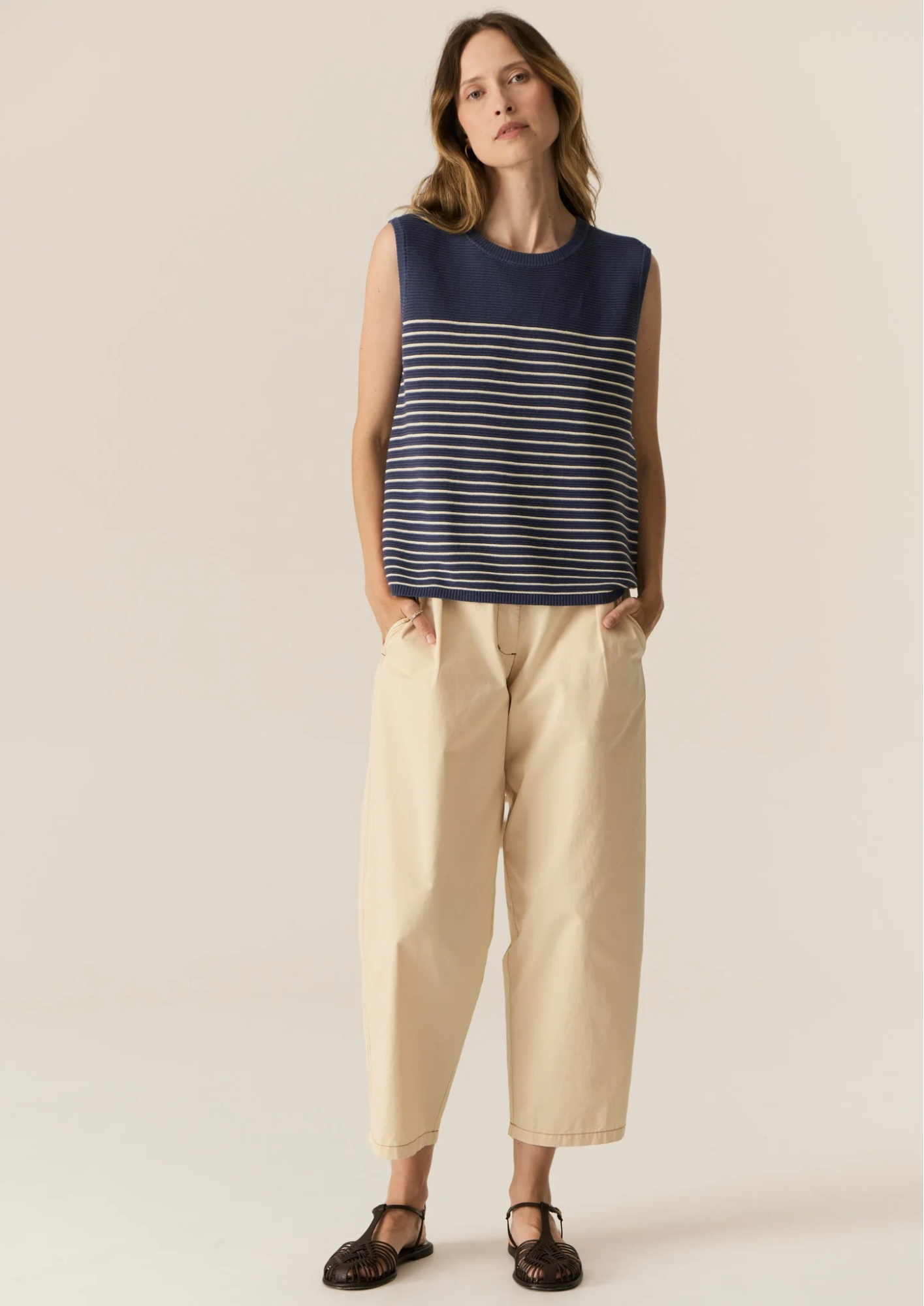 POL Jules Tank - Blue/Ivory