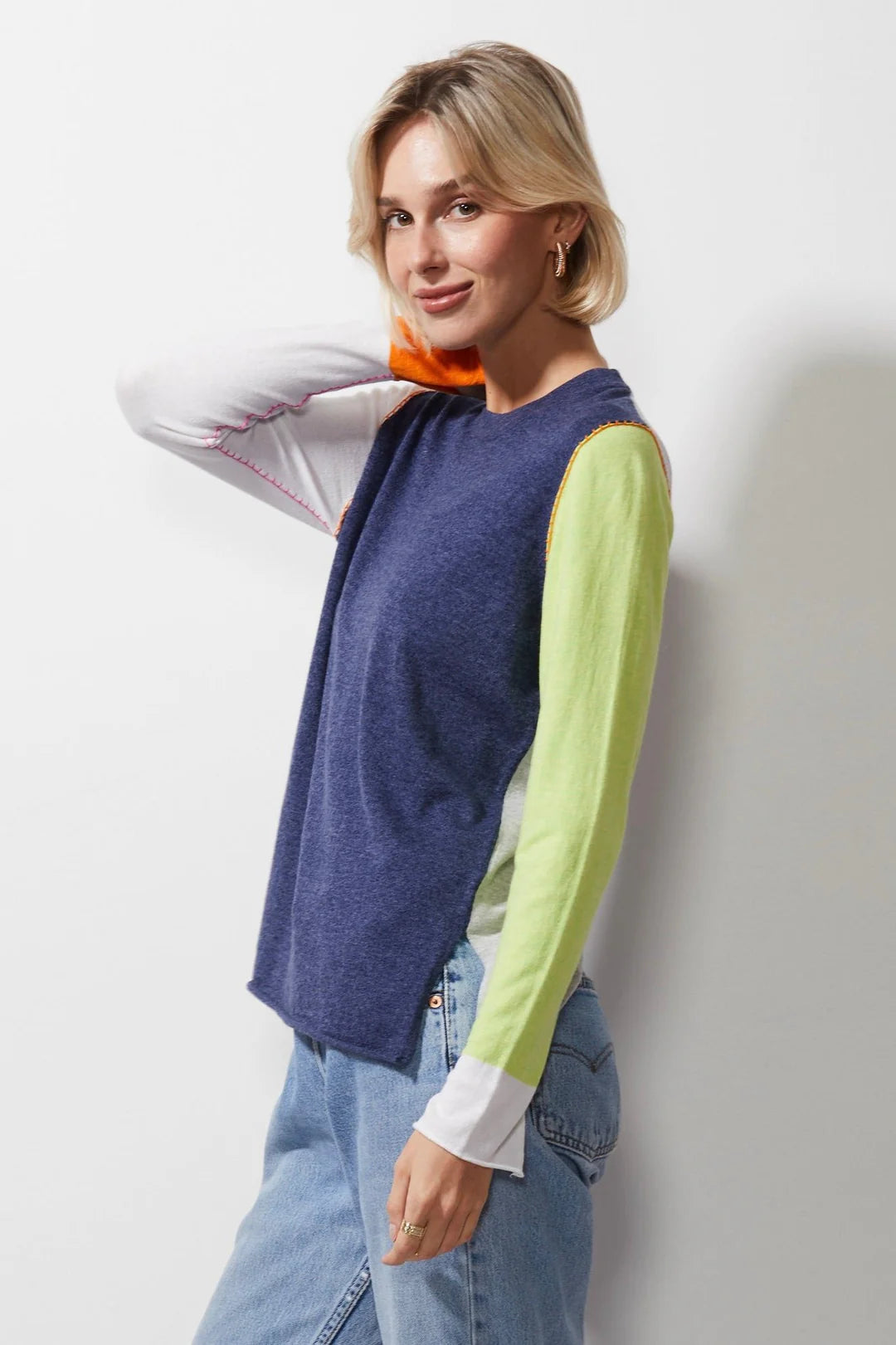 Zaket & Plover Colour Block Jumper - Denim ZP6617