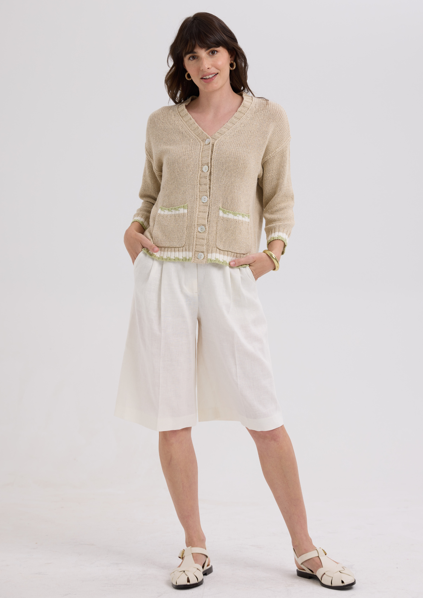 Textured Cardi - Natural Knit Top - LC7762