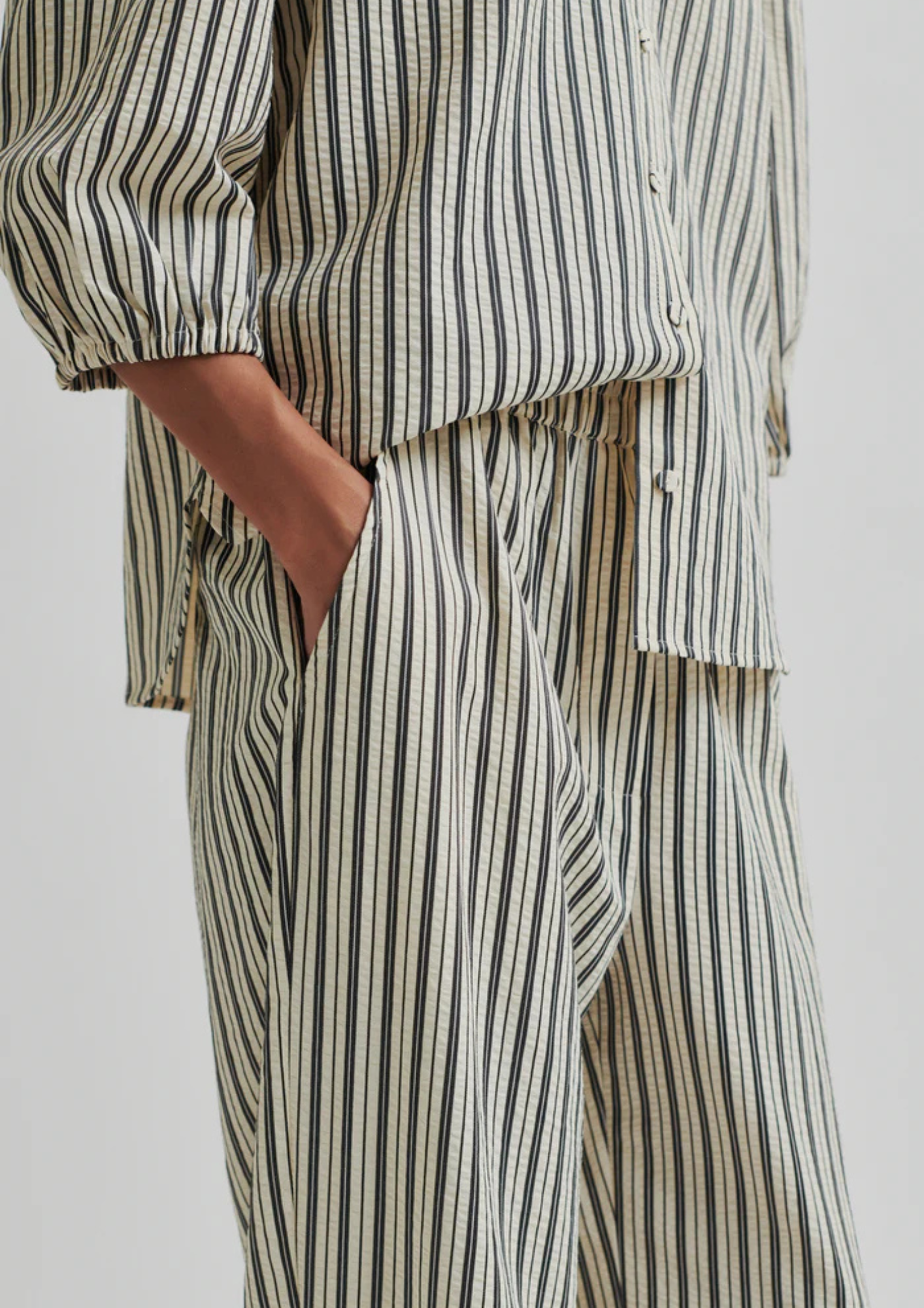 Second Female Serifa Stripe Pants - Black