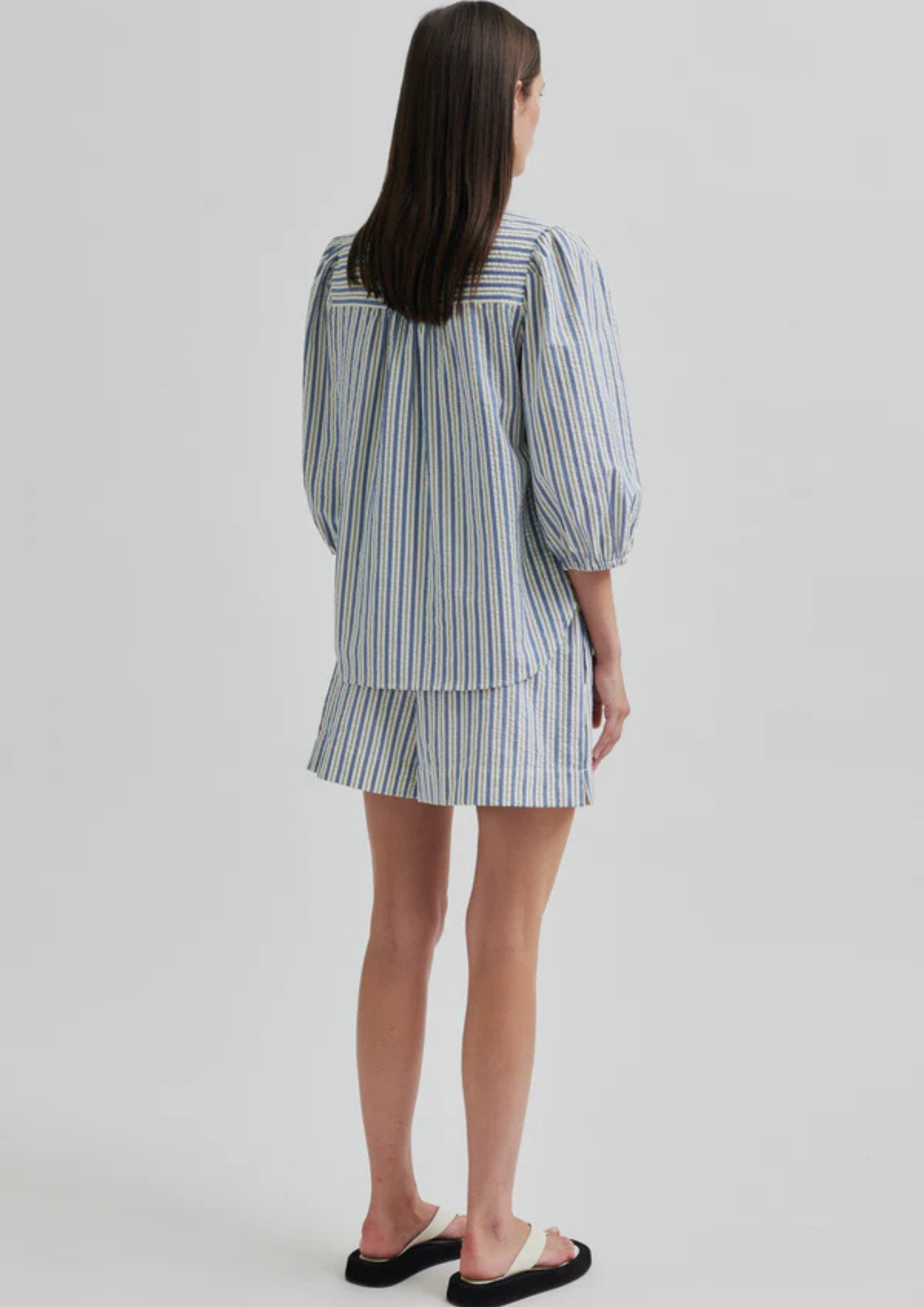 Second Female Serifa Stripe Shorts - Cornflower Blue
