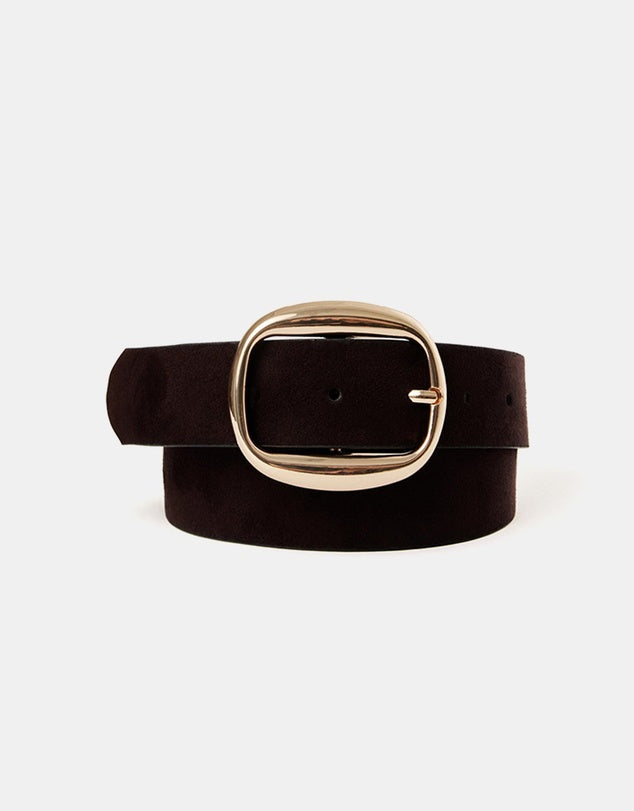 Billini Georgiana Belt - Choc Suede/Gold