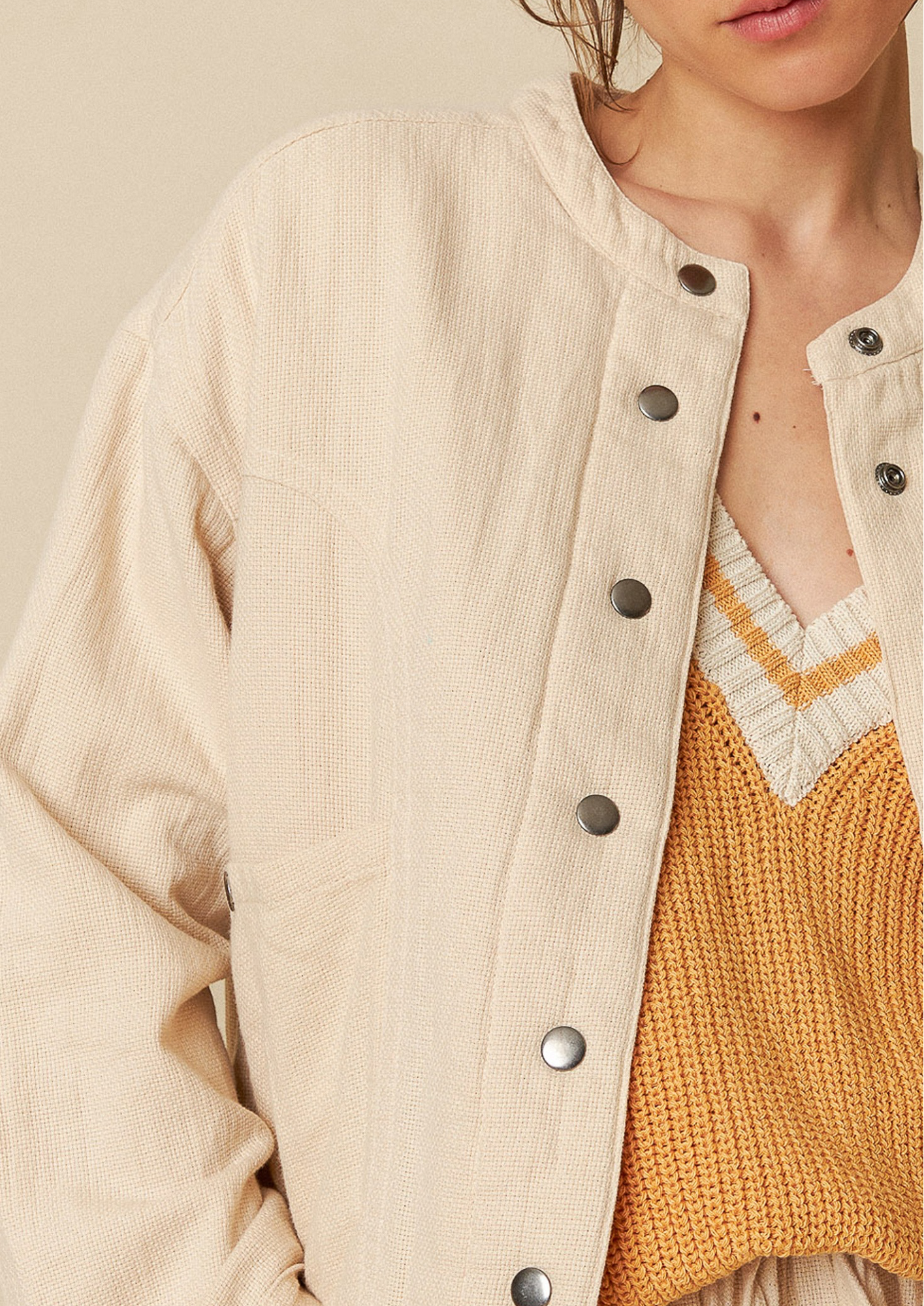 Indi & Cold Panama Crudo Organic Cotton Bomber Jacket