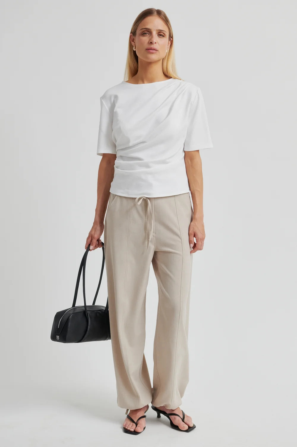 Second Female Ulina ruched Drape Tee White